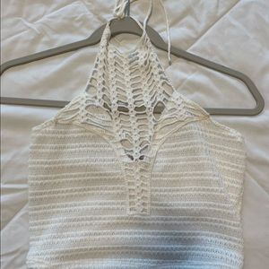 Crochet tie neck crop top